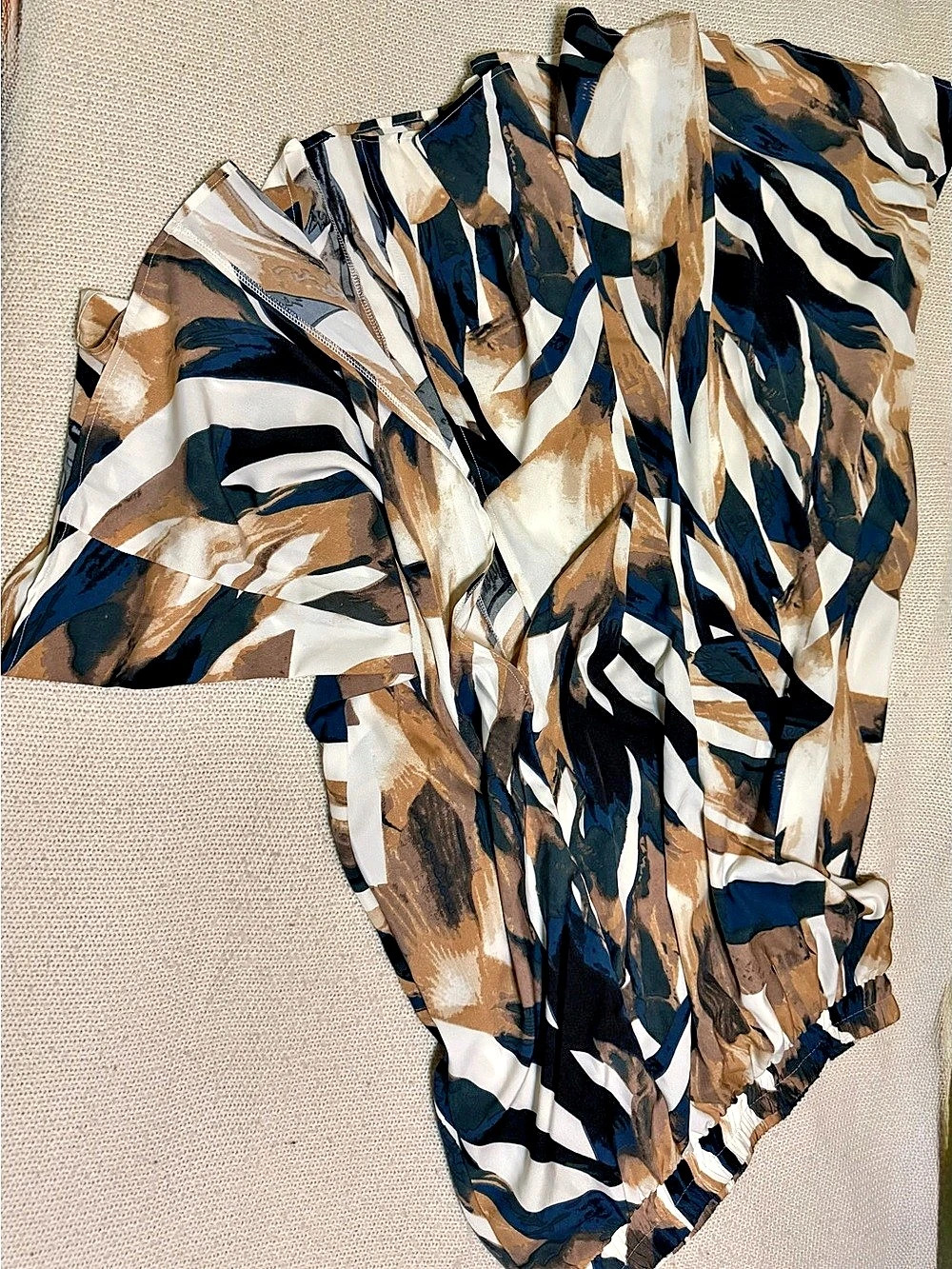 Abstract Maxi Dress in Blue & Brown Size XXL